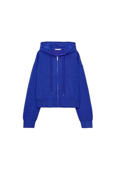 SUDADERA INTERLOCK CAPUCHA - Azulón de Zara