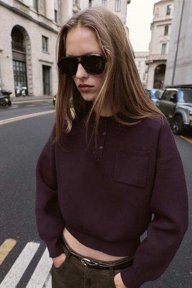 POLO NECK SWEATER WITH POCKET - Burgundy by Zara - Image 3