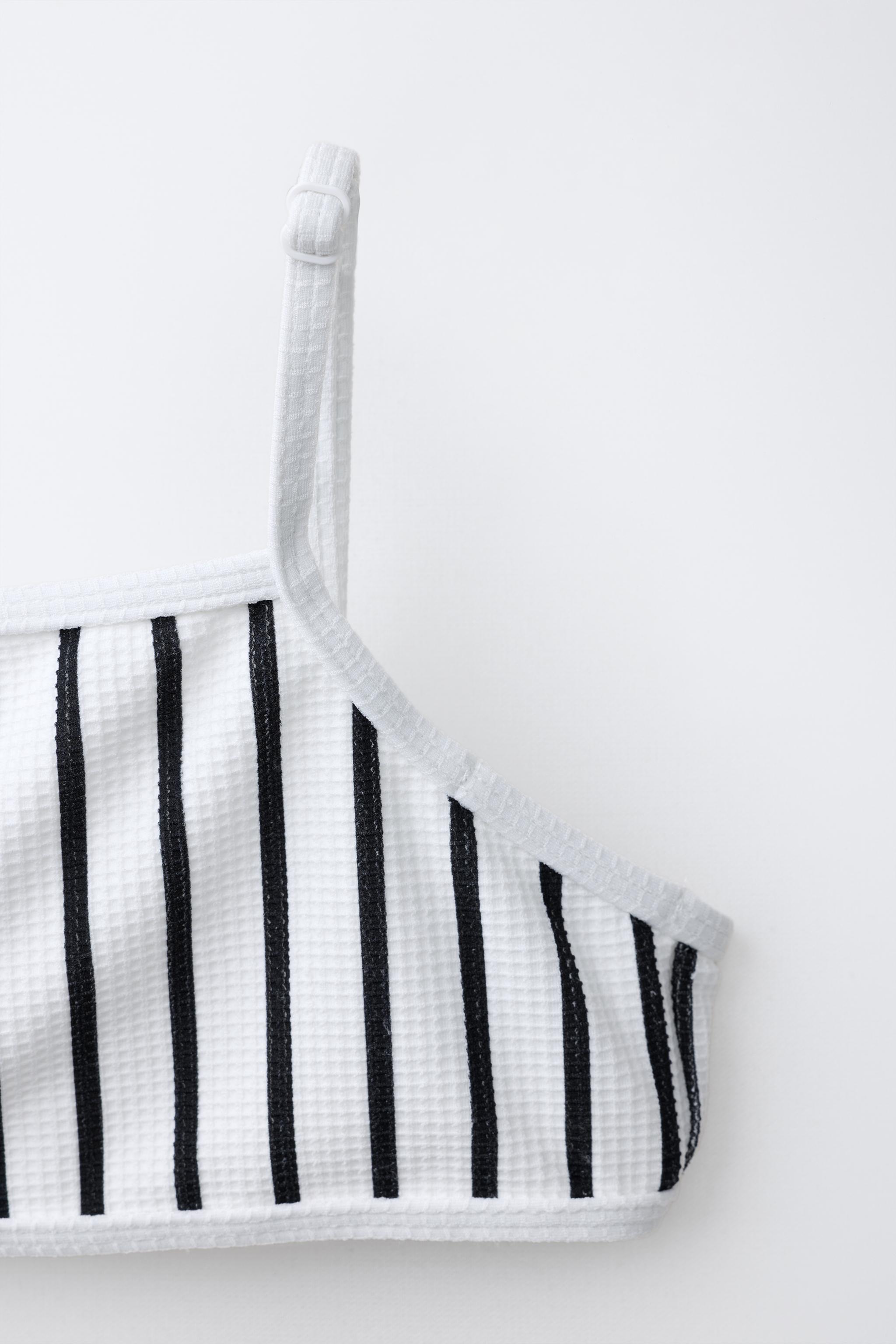 6-14歳/ストライプ柄テクスチャービキニ - ブラック | ZARA Japan / 日本