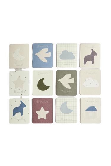 KIT CUMPLE-MOIS BÉBÉ – 12 CARTES BURRITO - Beige clair de Zara