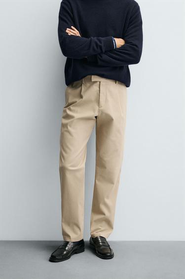 PLEATED CHINO TROUSERS - Beige by Zara