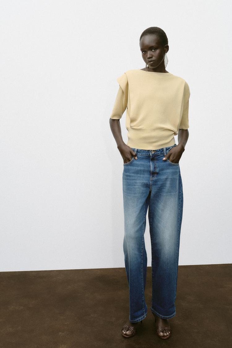 SHOULDER PAD KNIT TOP Butter ZARA United States - Main Image