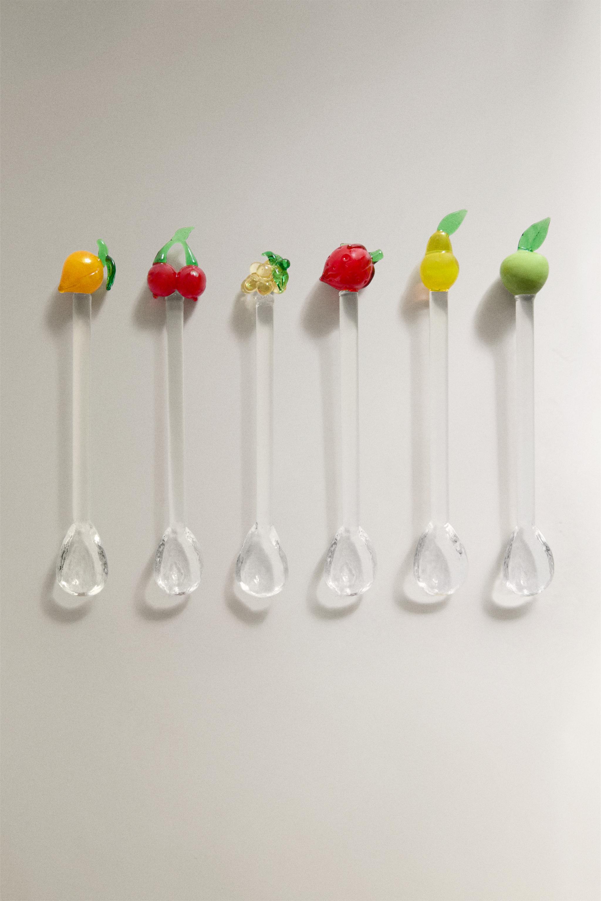 LOT PETITES CUILLÈRES VERRE FRUITS (LOT DE 6)