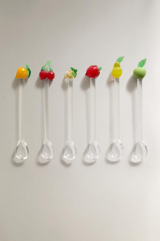 PACK OF GLASS FRUIT DESSERT SPOONS (PACK OF 6) - Red by Zara - Image 0