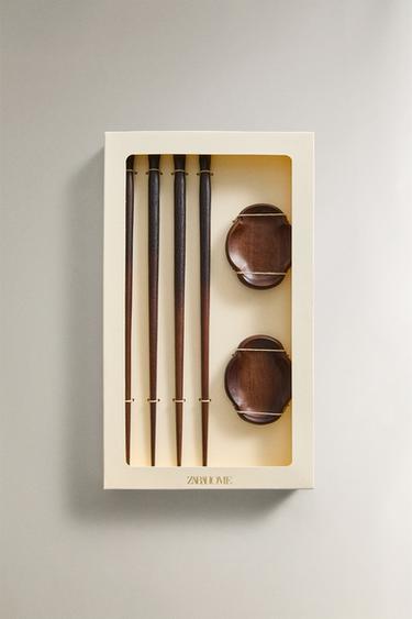 ENSEMBLE BAGUETTES ET SUPPORT BOIS (LOT DE 2) - Marron de Zara - Image 3