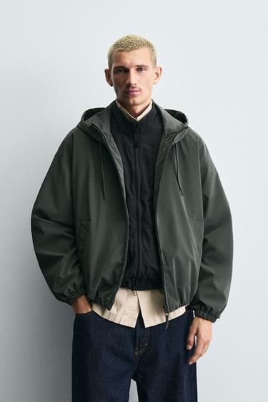 Zara 科技連帽外套 - 藍色 / 灰色