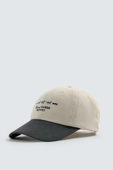CASQUETTE BRODERIE BIMATIÈRE - Écru / Bleu marine de Zara