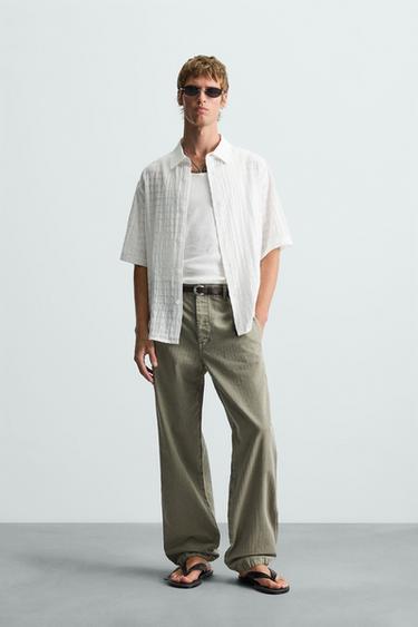 TEXTURED CHECK SHIRT - White by Zara - Image 0