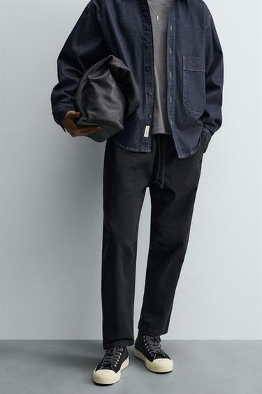 PANTALÓN RELAXED FIT LAVADO - Negro de Zara