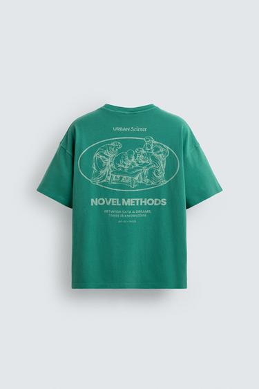 RELAXED FIT WASHED PRINTS T-SHIRT - Light green by Zara - Image 8