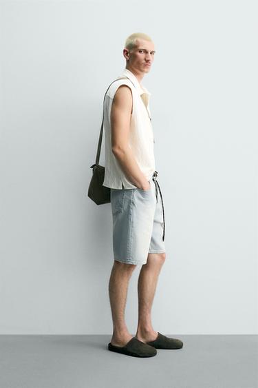 BERMUDA EN DENIM STRAIGHT FIT EFFET VINTAGE - Bleu clair de Zara - Image 3