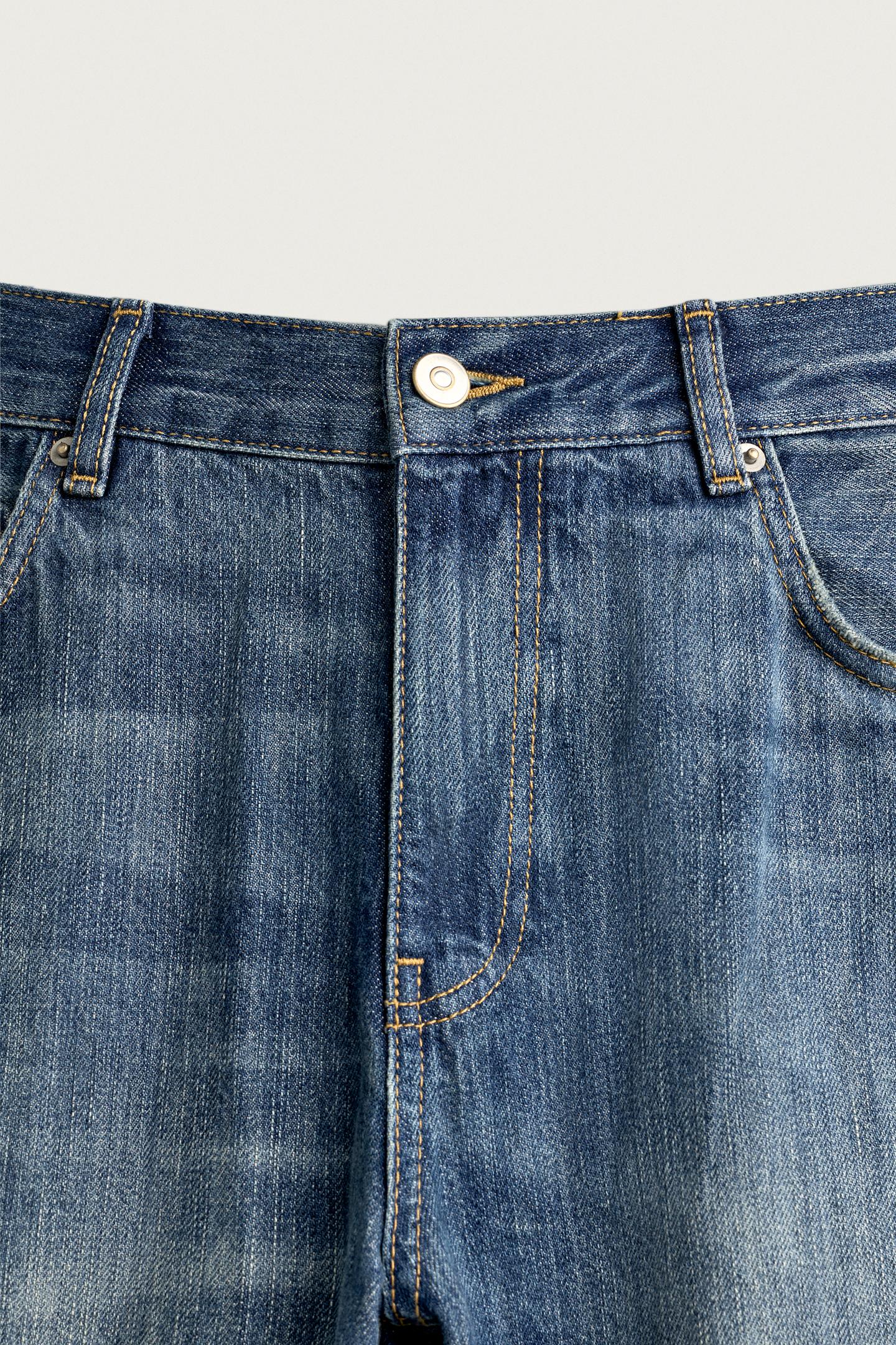 Мужские джинсы Zara Flare Fit, цвет: Синий / Зелёный — фото 10