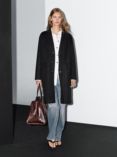 Zara Long wool blend coat - Black - Image 0