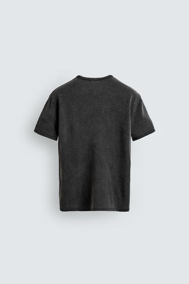 WASHED PRINTED KNIT T-SHIRT - Black by Zara - Image 8