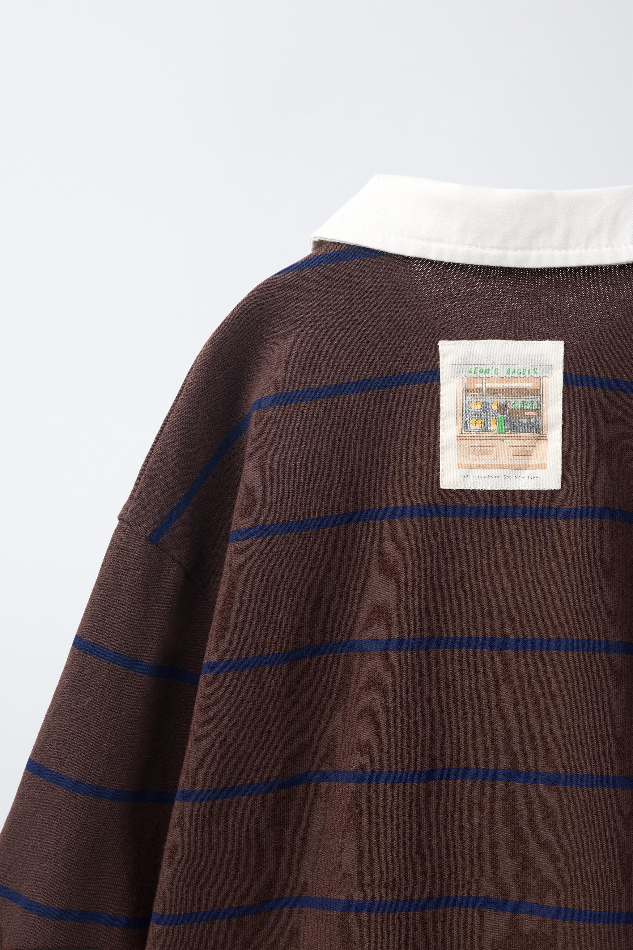 Детские рубашки Zara LEON'S BAGELS ® STRIPED POLO SHIRT — фото 4