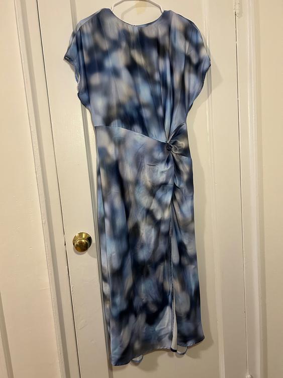 SATIN EFFECT TIE-DYE MIDI DRESS