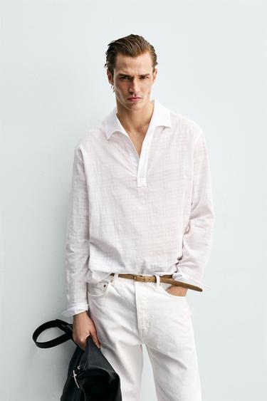 TEXTURED POLO SHIRT - White by Zara