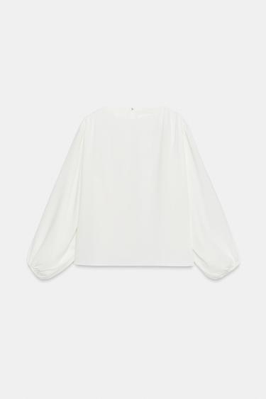 CAMISA FLUIDA ABERTURAS - Blanco roto de Zara - Imagen 0