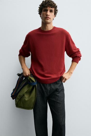 PULL COUPE DÉCONTRACTÉE STRUCTURÉ - Rouge de Zara - Image 5