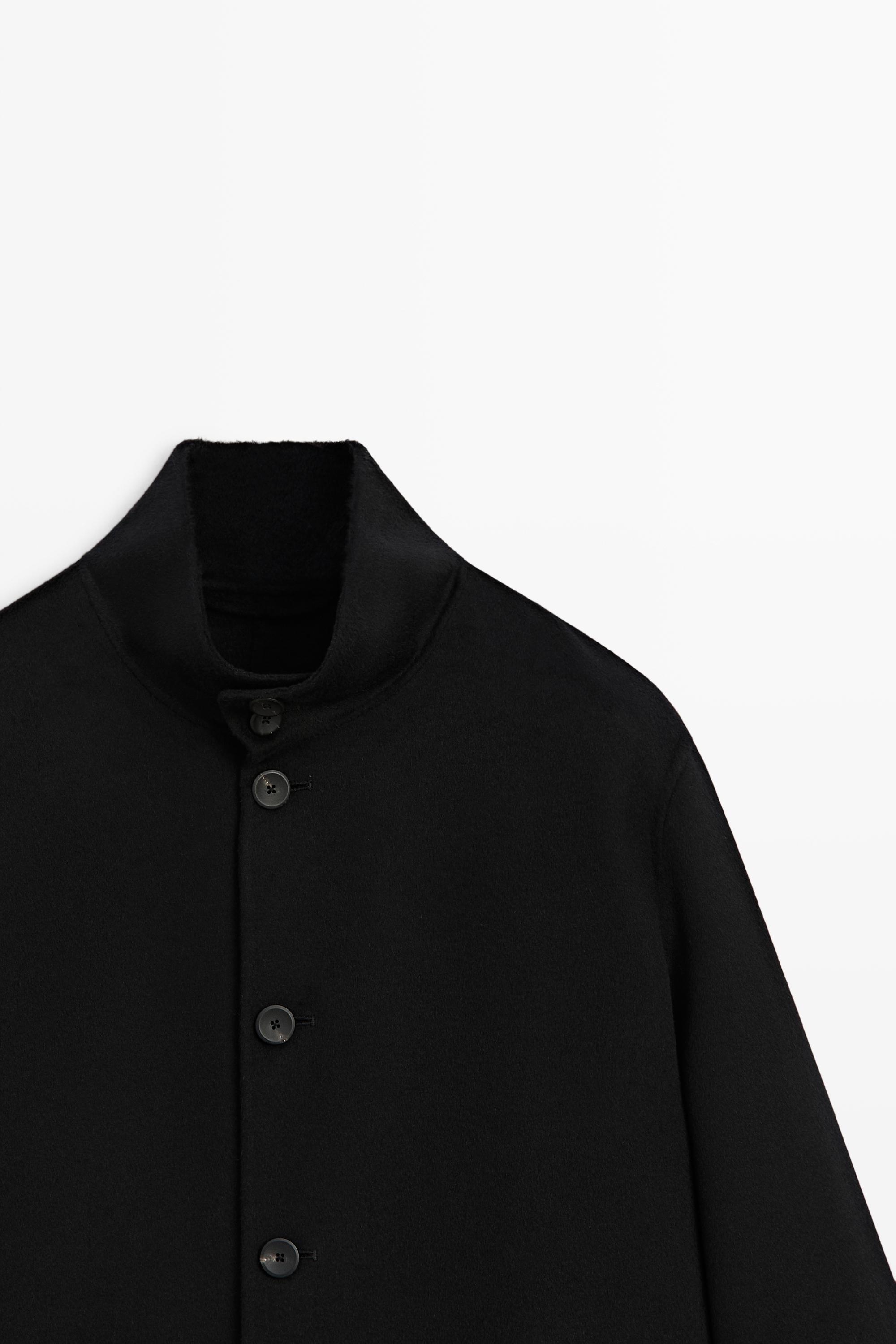High neck wool blend coat