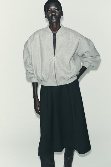 SOFT OVERSIZE BOMBER JACKET - Grey by Zara - Image 3