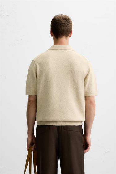 POLO EN MAILLE STRUCTURÉE - Marron clair de Zara - Image 2