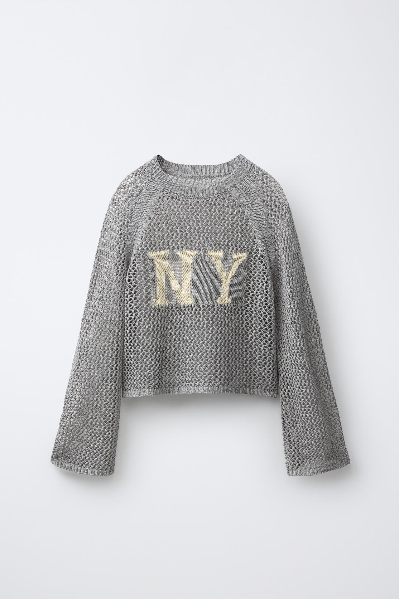 MESH TEXT JUMPER — Gray marl