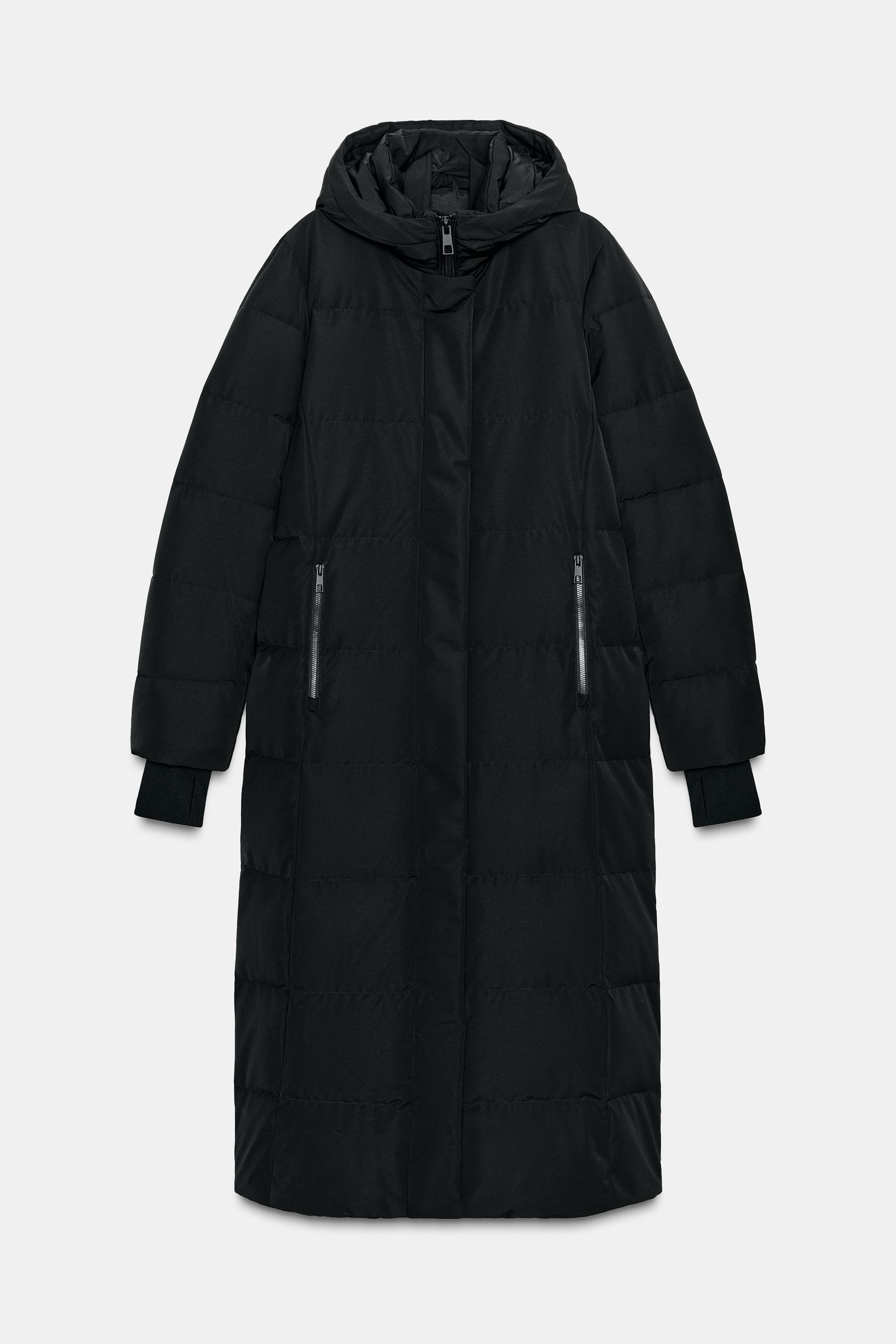 ロングフード付きダウンジャケット 防水 防風 - ブラック | ZARA