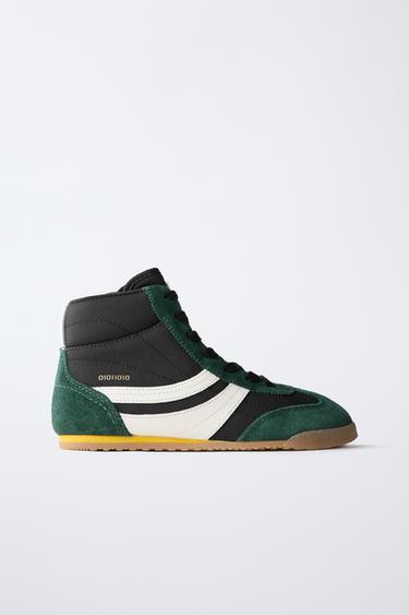 Zara BOXING HIGH-TOP SNEAKERS - Green