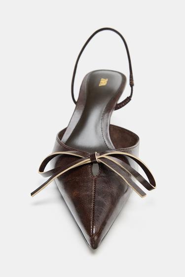 CHAUSSURES DESTALONÉES À NŒUD - Marron de Zara - Image 5