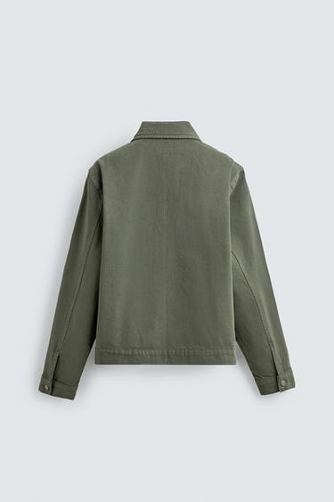 WASHED ZIP-UP OVERSHIRT - Grey green by Zara - Image 8
