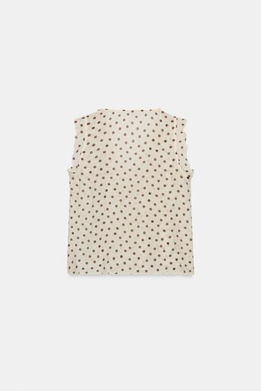 PRINTED POLKA DOT BLOUSE - Ecru / Brown by Zara - Image 6