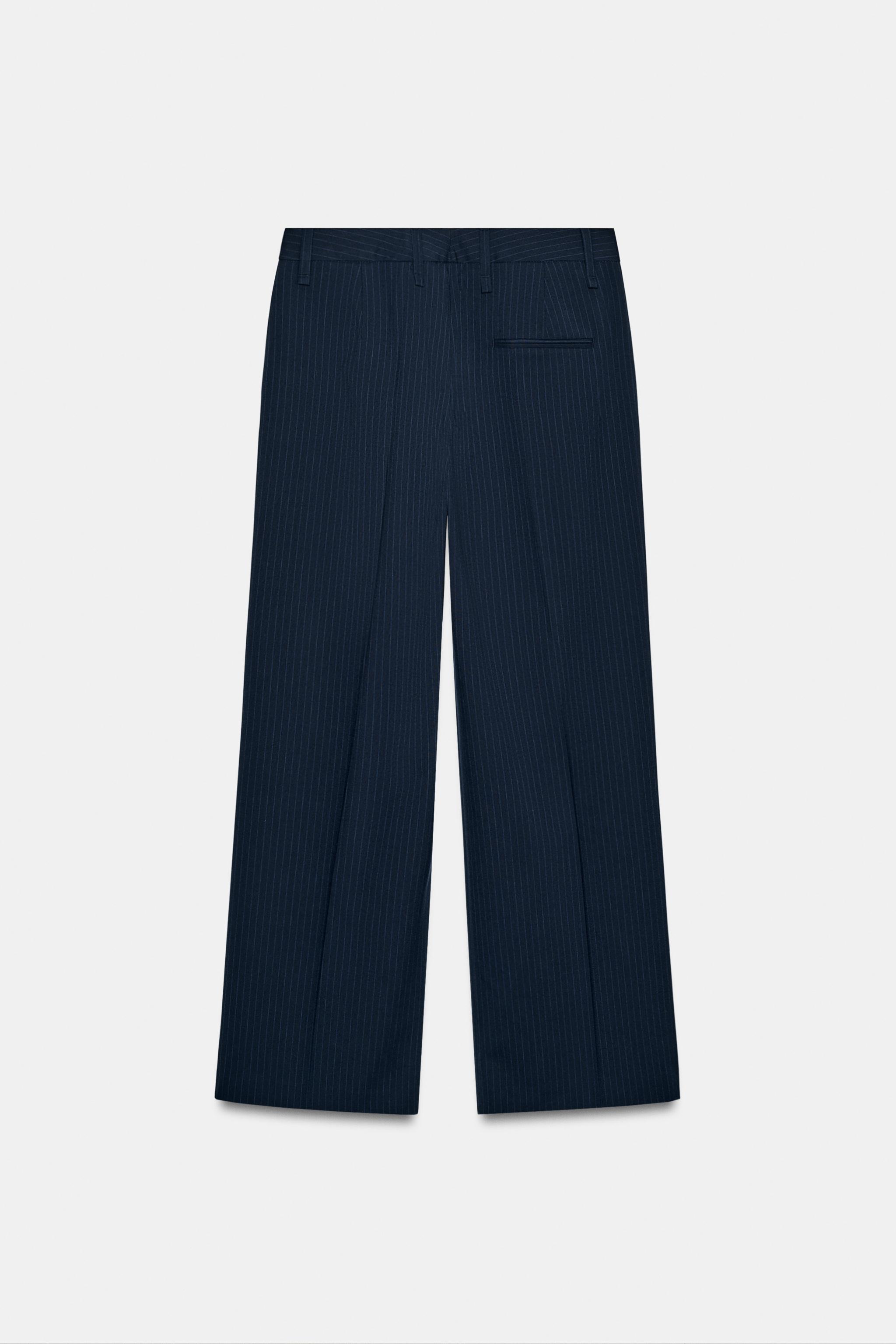 STRIPED PANTS WITH BUTTON HEM ZW COLLECTION