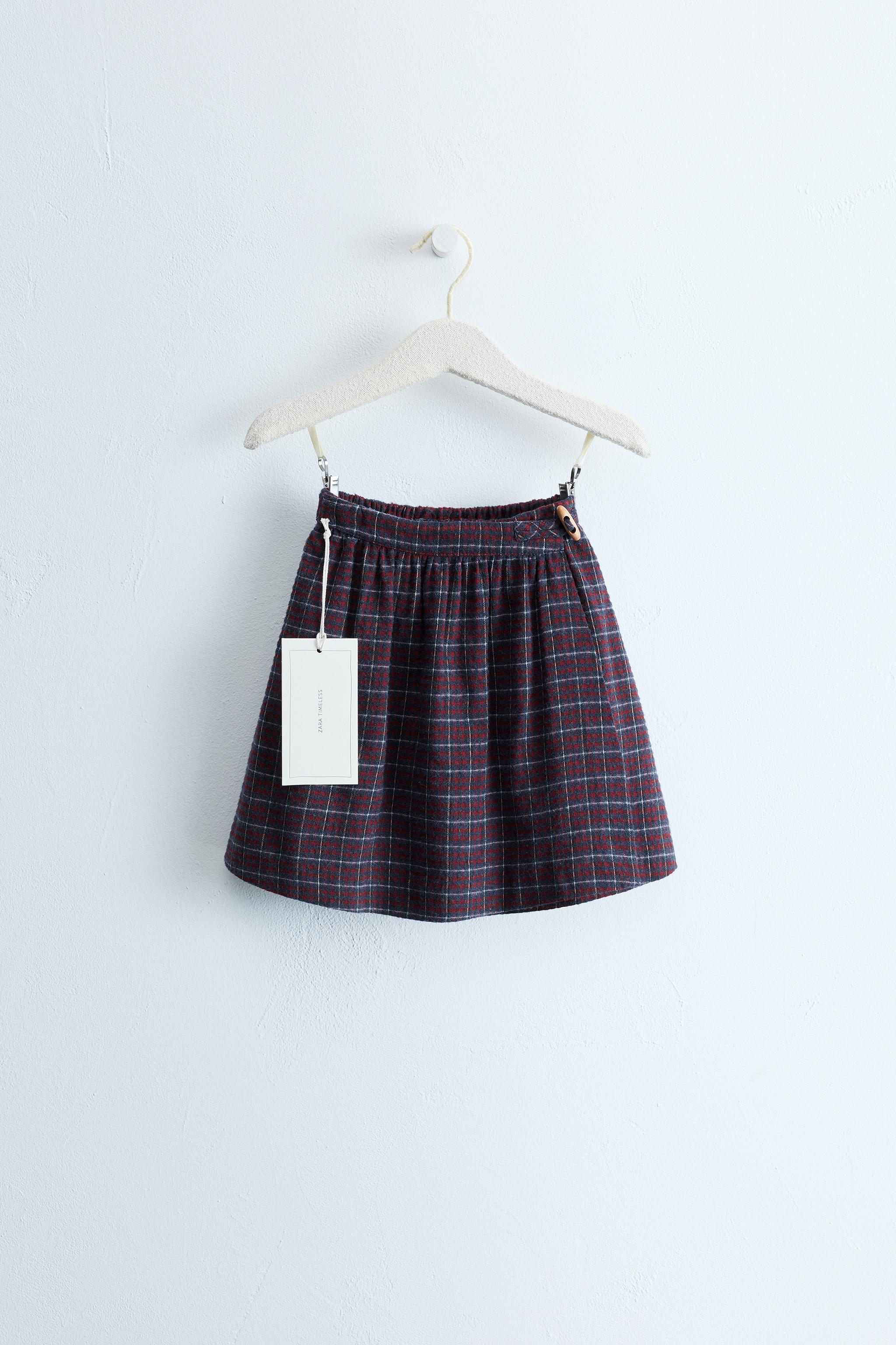 ZARA TIMELESS - CHECK PRINT SKIRT — Reddish
