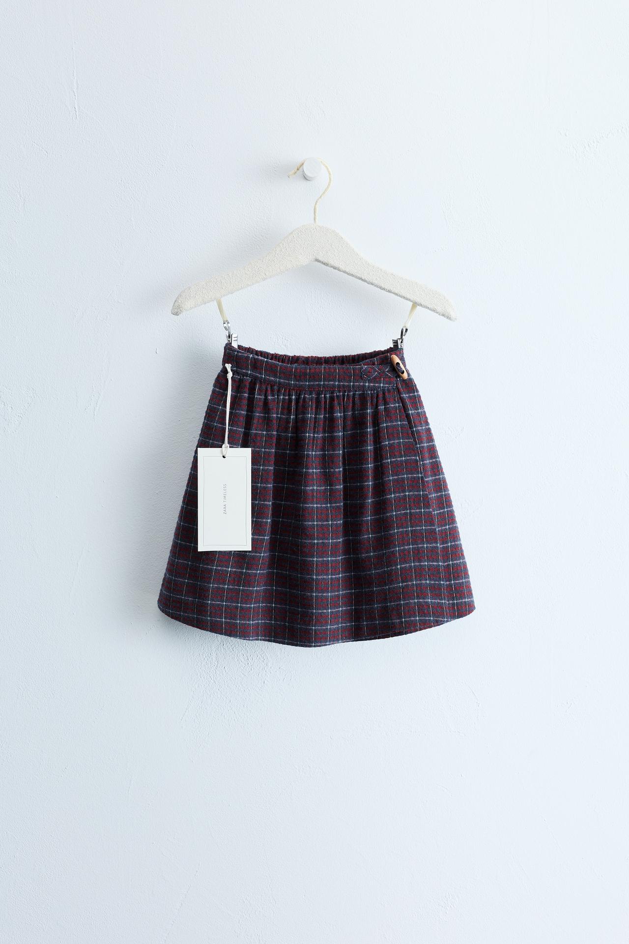 ZARA TIMELESS - CHECK PRINT SKIRT — Reddish
