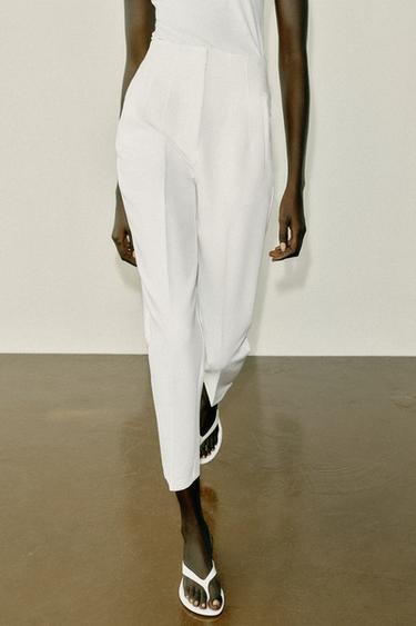 PANTALON TAILLE HAUTE - Blanc de Zara