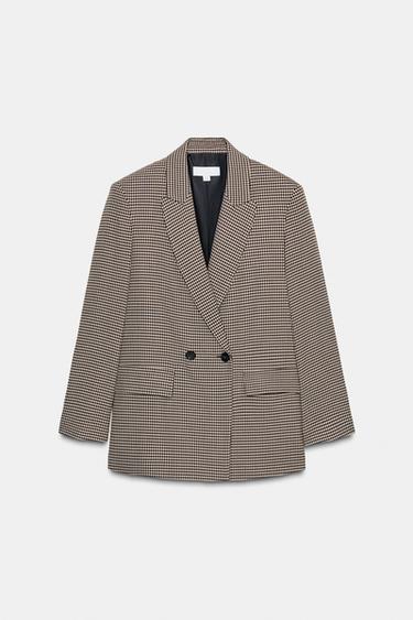 OVERSIZE DOUBLE-BREASTED BLAZER - Brown / Ecru by Zara