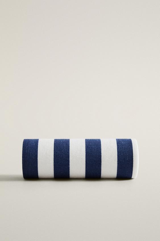 PACK OF STRIPED REUSABLE COTTON NAPKINS (PACK OF 20) - Blue/White by Zara - Image 0