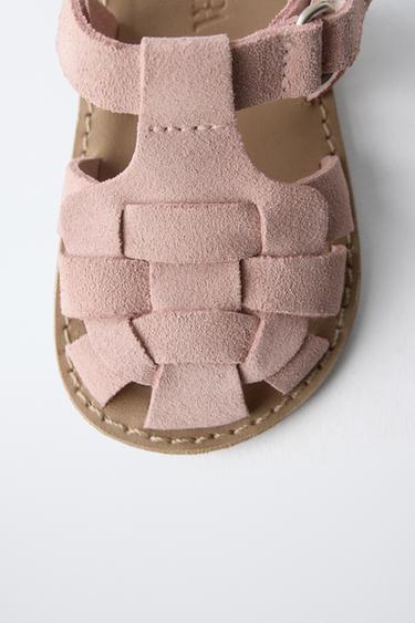 SANDALES STYLE PLAGE EN CUIR - Rose de Zara - Image 4