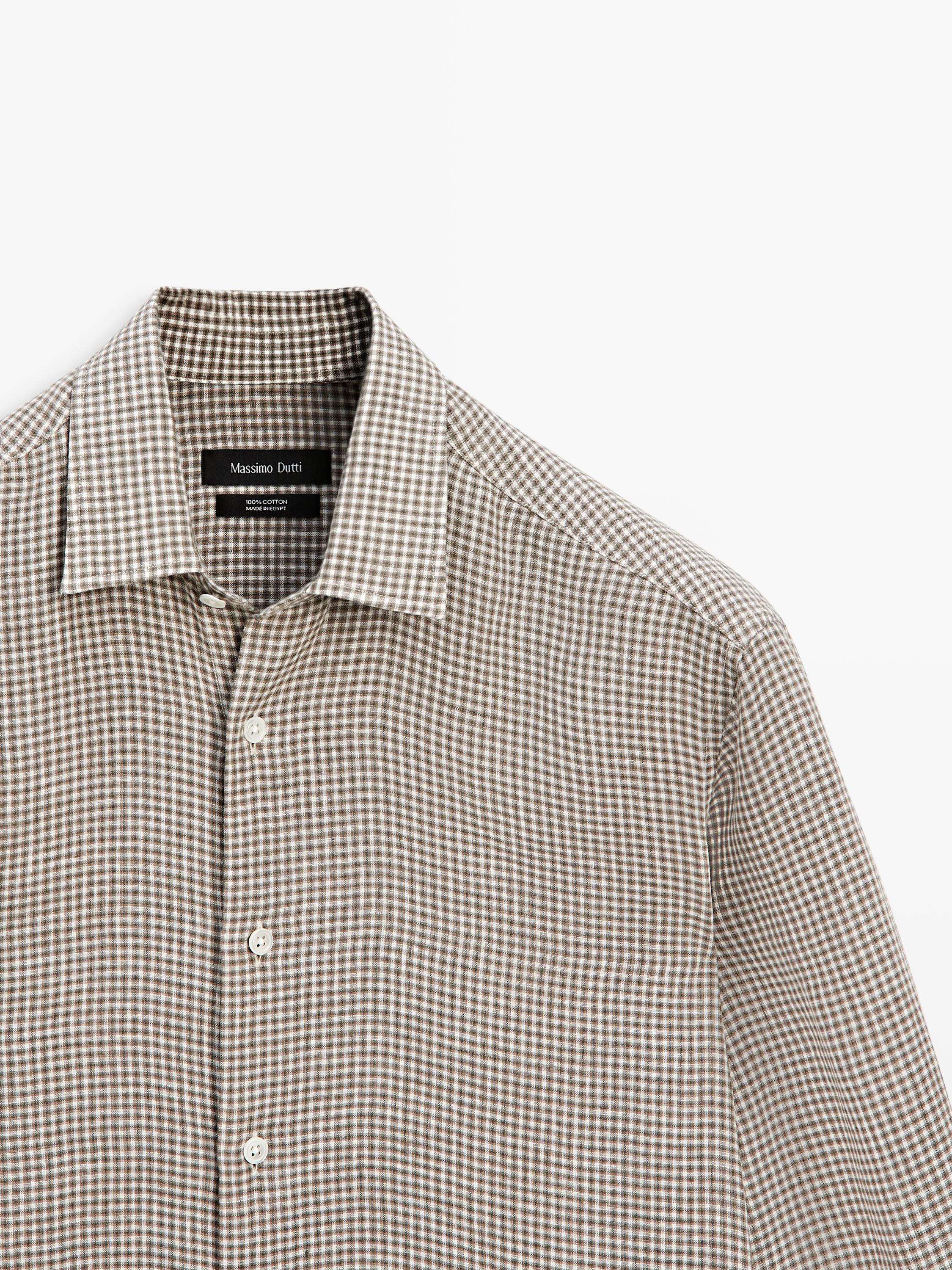 100% linen regular fit check shirt