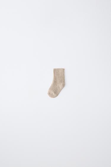 WOOL AND CASHMERE SOCKS — Light beige 1