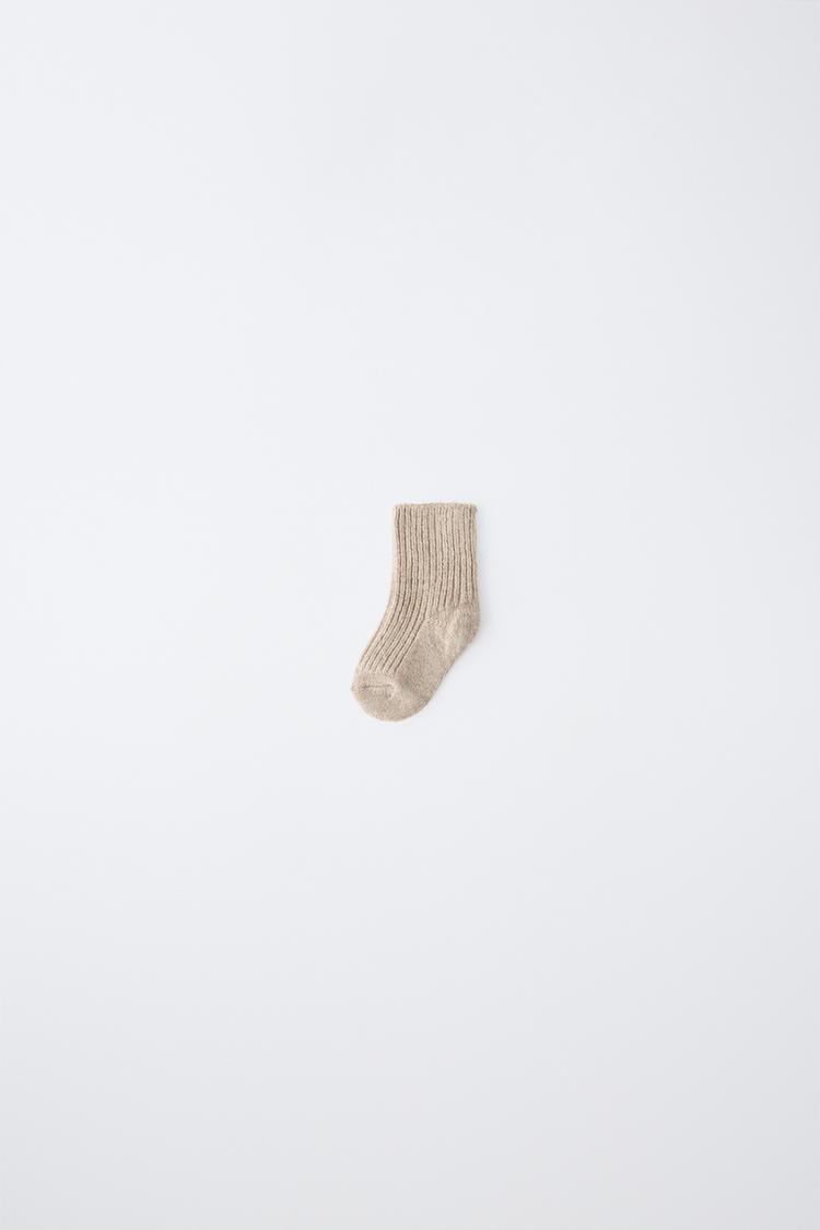 WOOL AND CASHMERE SOCKS — Light beige