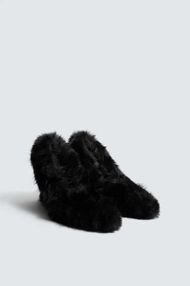 Zara FAUX FUR SHOES HARRY LAMBERT FOR ZARA x DISNEY - Black