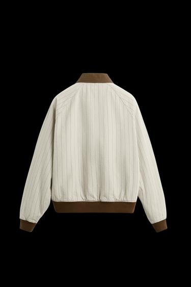 JACKE MIT STREIFEN IN KONTRASTFARBE - Cremefarben von Zara