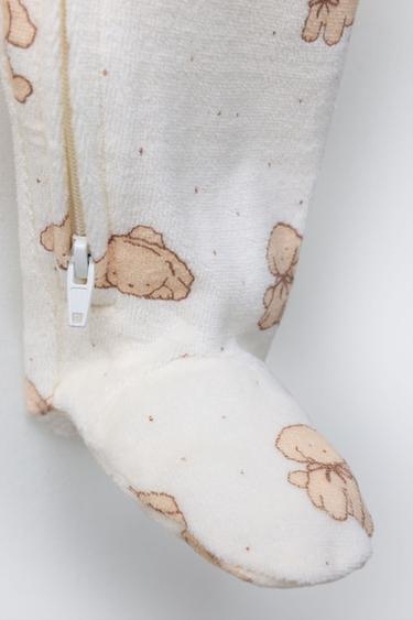VELVET DOG PRINT SLEEPSUIT - camel by Zara - Image 3