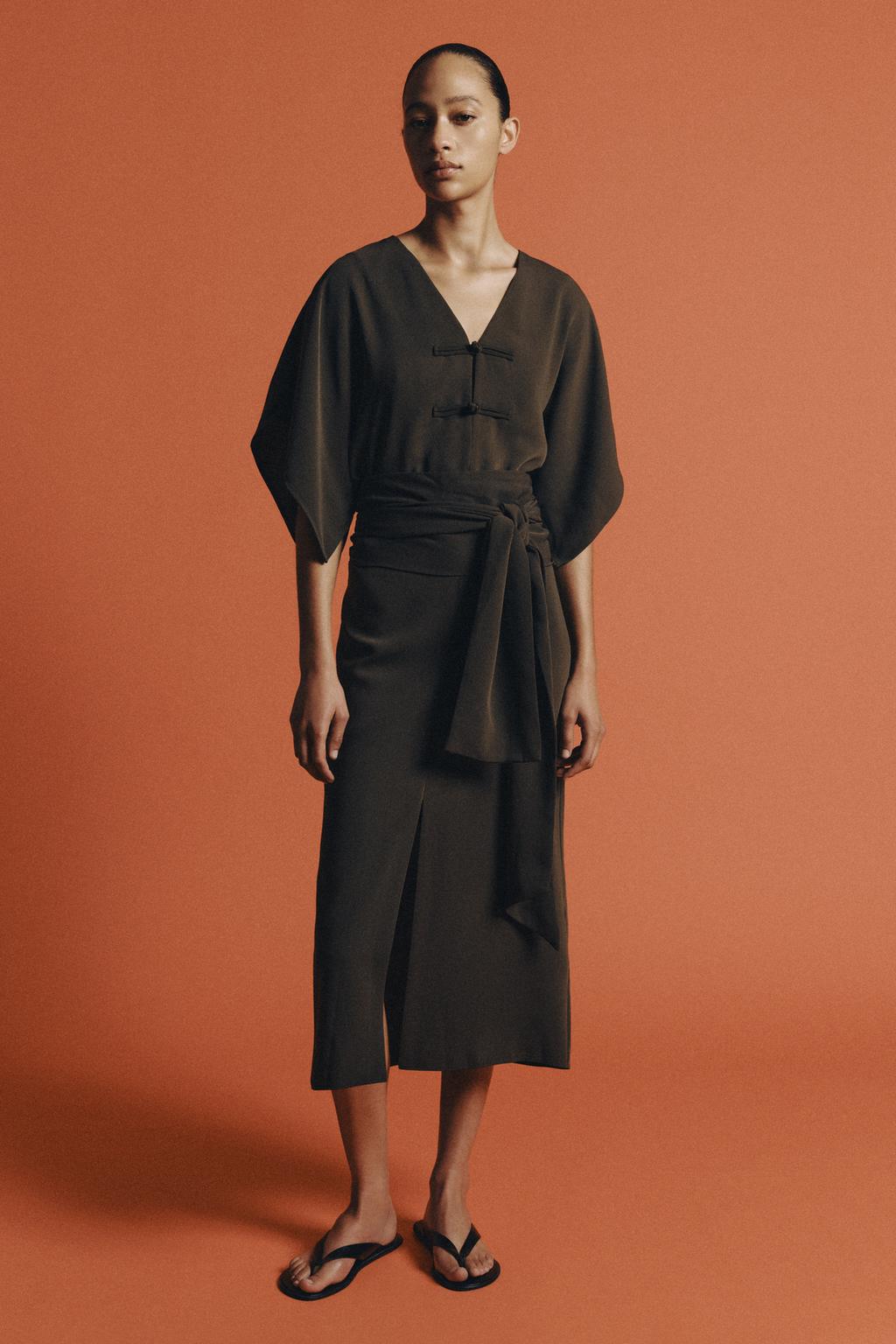 ZW Collection Midi Frog Fastening Dress