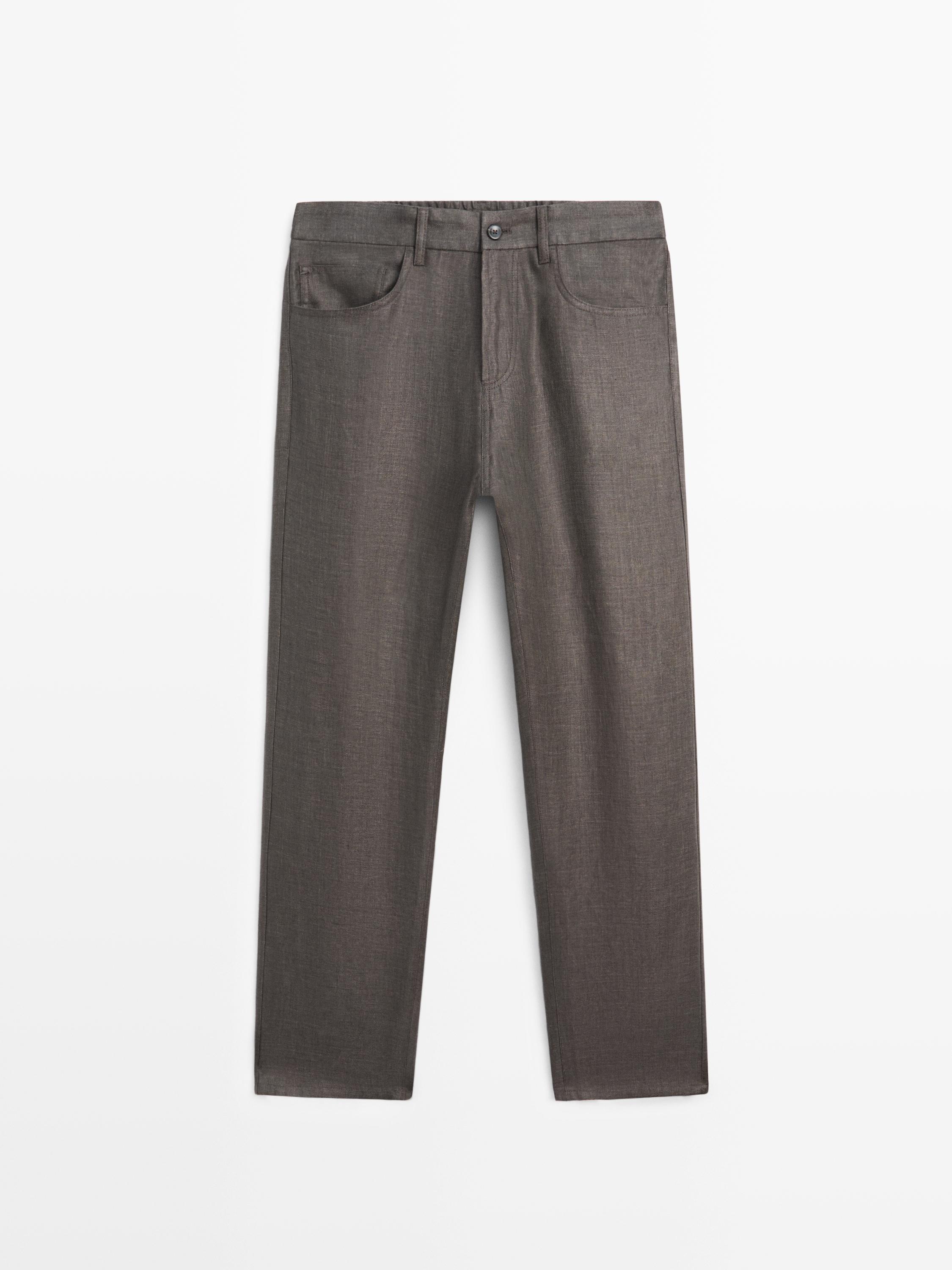 Faux jean semi-jogger en lin