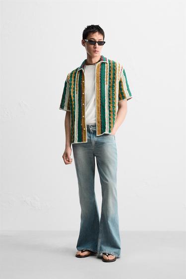 CROCHET TEXTURED SHIRT - Green by Zara