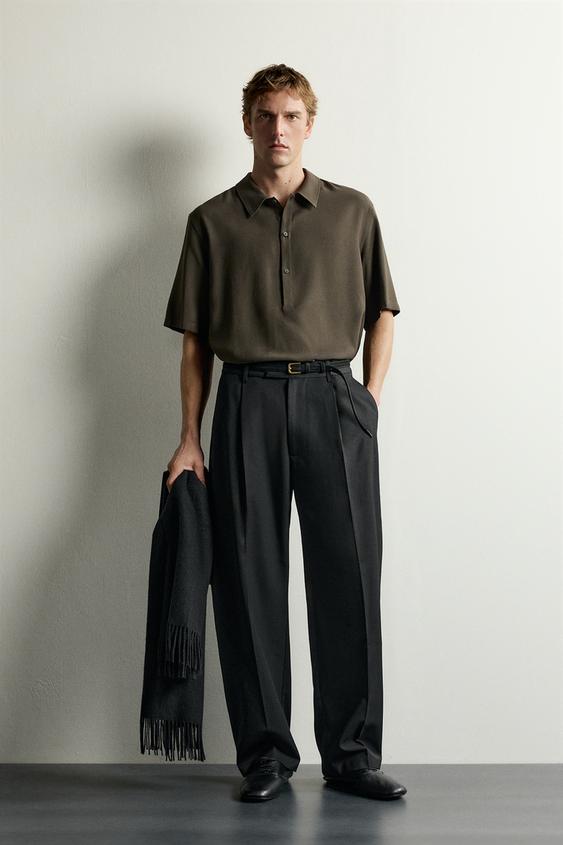 RELAXED FIT POLO SHIRT - dark khaki by Zara - Image 0