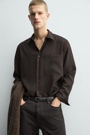 CHEMISE FLUIDE À POCHE - Marron de Zara - Image 5
